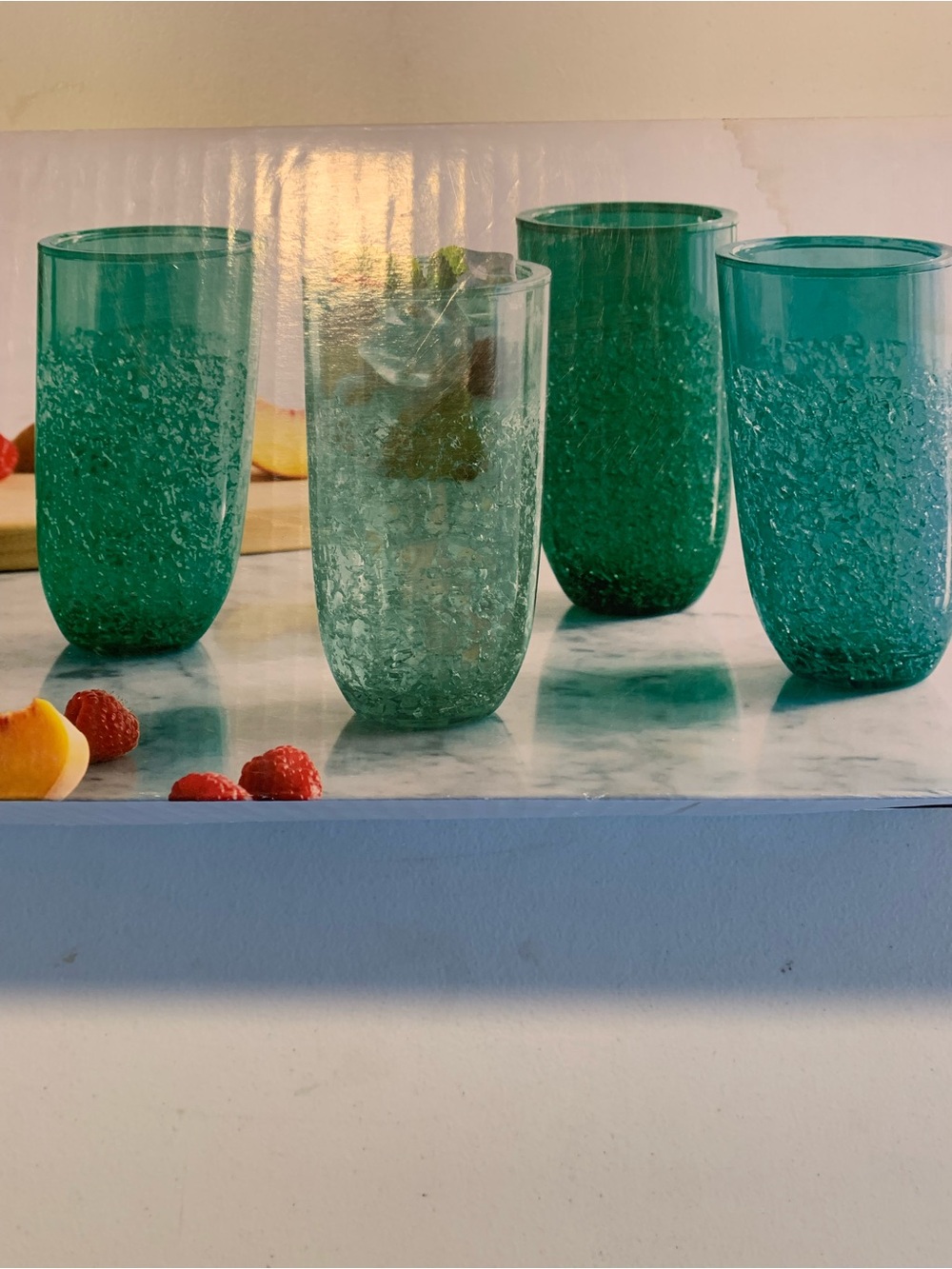 Mainstays Teal Textured Acrylic Tumbler Set - 4 Pack 16oz Freezer Ice Gel